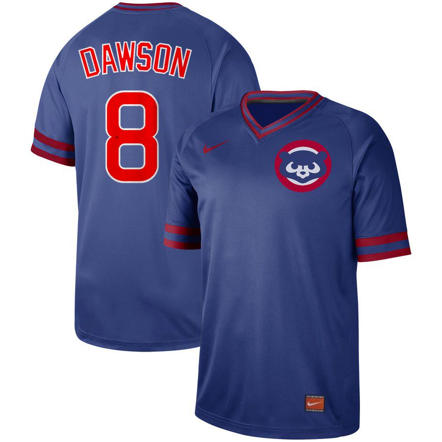 Men Chicago Cubs #8 Dawson Blue Nike Cooperstown Collection Legend V-Neck MLB Jersey->los angeles dodgers->MLB Jersey